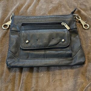 Black leather clip purse